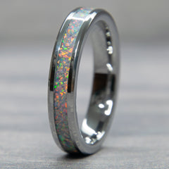 Pastel Purple Opal Women's Tungsten Ring