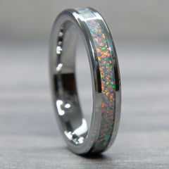 Pastel Purple Opal Women's Tungsten Ring