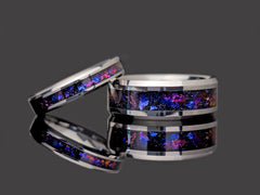 His and Hers Tungsten Galaxy Wedding Ring Set Copperbeard Jewelry