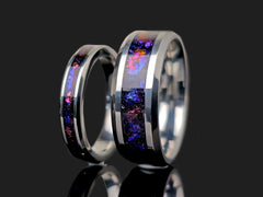 His and Hers Tungsten Galaxy Wedding Ring Set Copperbeard Jewelry