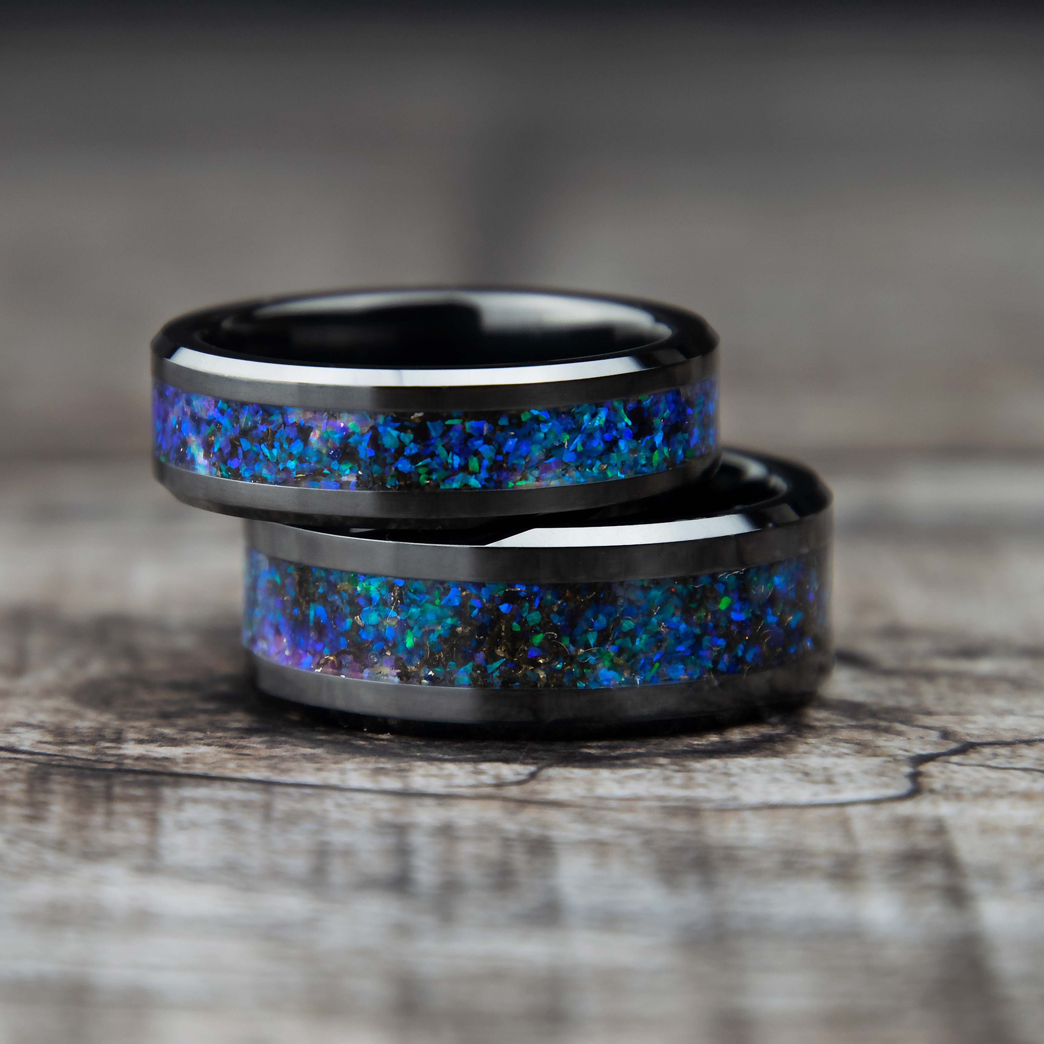 Ultramarine Blue Opal Inlay store Ring in Black Ceramic, Women's, Men's, Wedding, Engagement, Anniversary